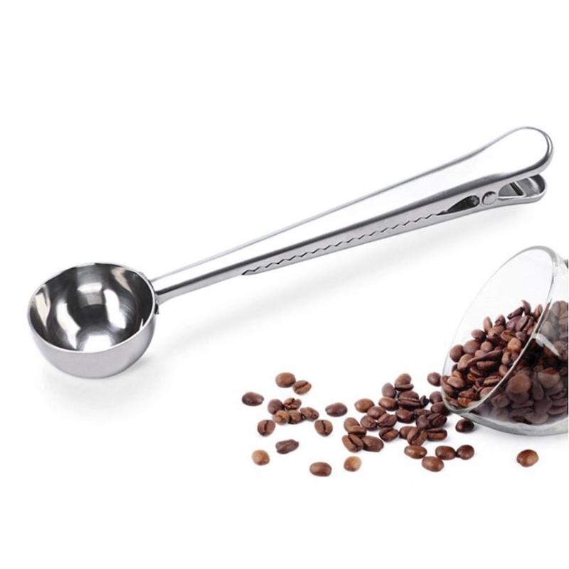 Amazon colher de café de venda quente com clipe de saco de café clipe de colher de café de aço inoxidável